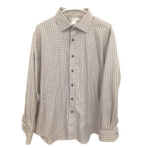 Lorenzo Uomo Perfect Fashion Shirt 17/34-35 Blue Check Mens Business Casual